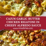 Cajun Garlic Butter Chicken Rigatoni in Cheesy Alfredo Sauce Pin