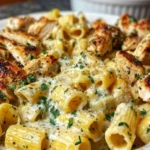 Cheesy Garlic Butter Chicken Rigatoni in Creamy Alfredo Sauce 2