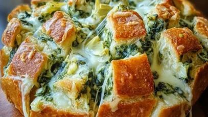 Cheesy Spinach and Artichoke Pull-Apart Sourdough Bread Recipe 1