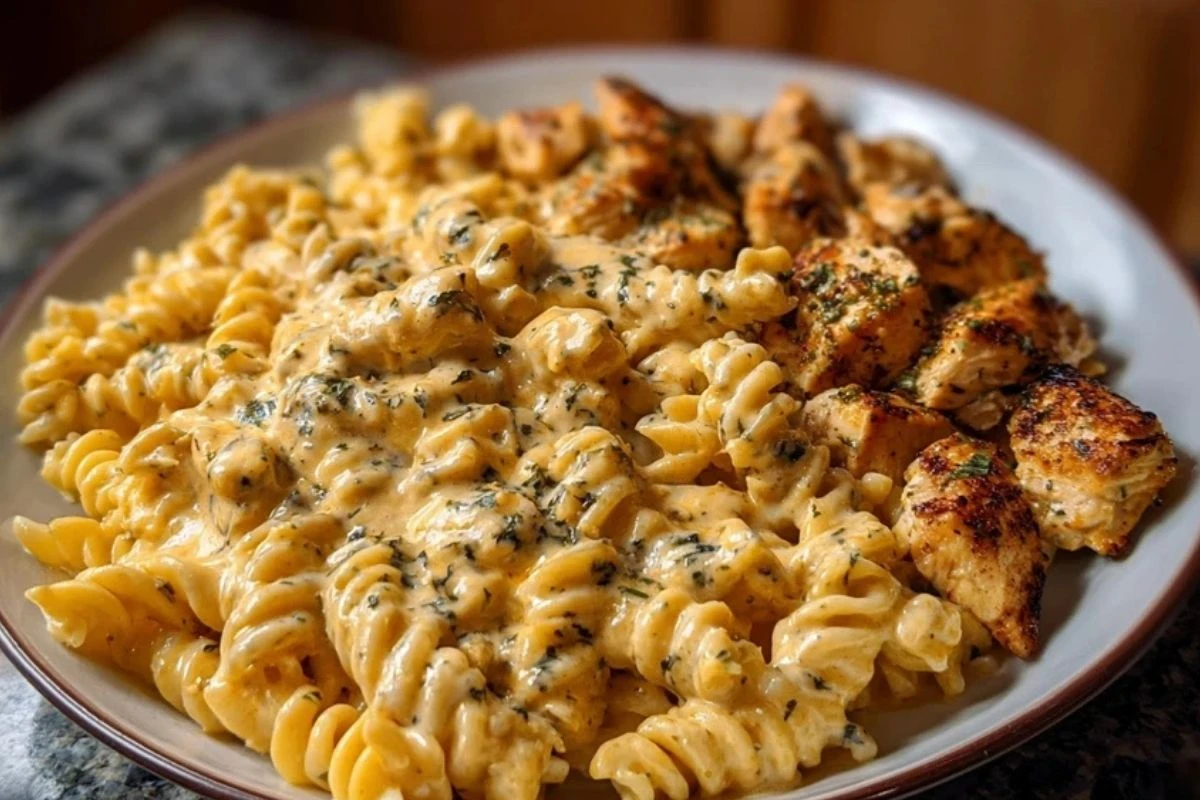 Cheesy Velveeta Chicken Twisted Pasta with Mozzarella Garlic Sauce 1