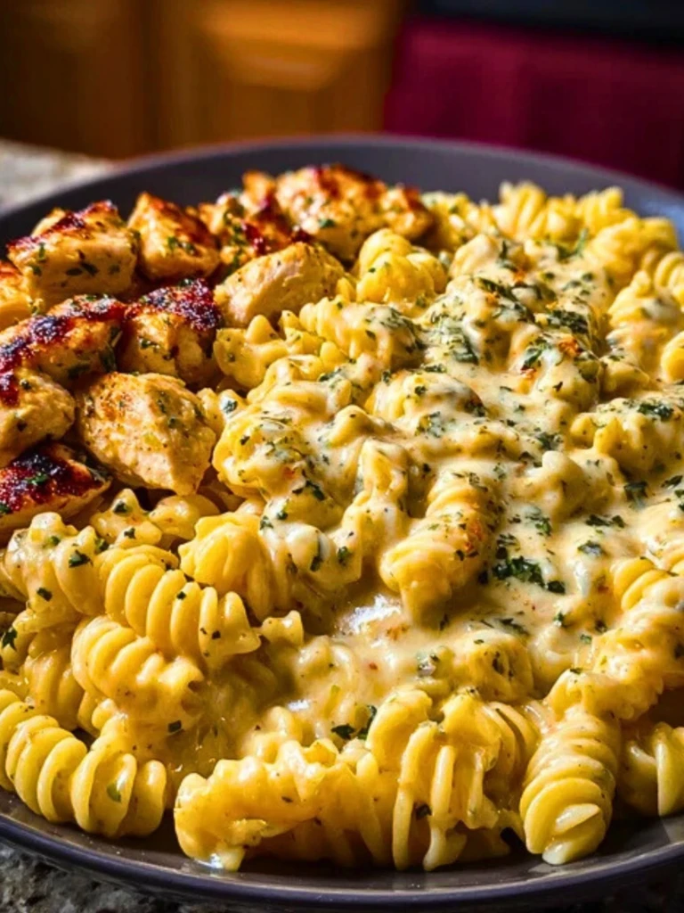Cheesy Velveeta Chicken Twisted Pasta with Mozzarella Garlic Sauce 2