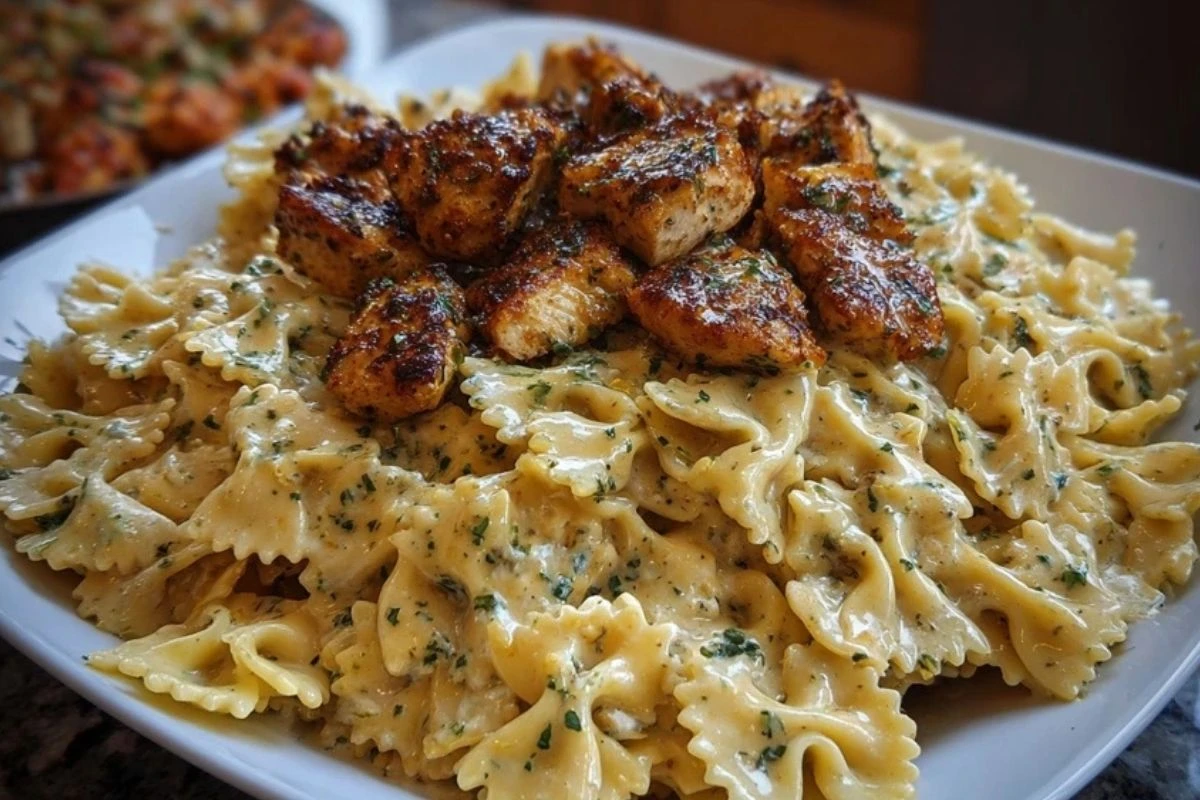 Chicken Creamy Velveeta Bowtie Pasta with Mozzarella Garlic Sauce 1
