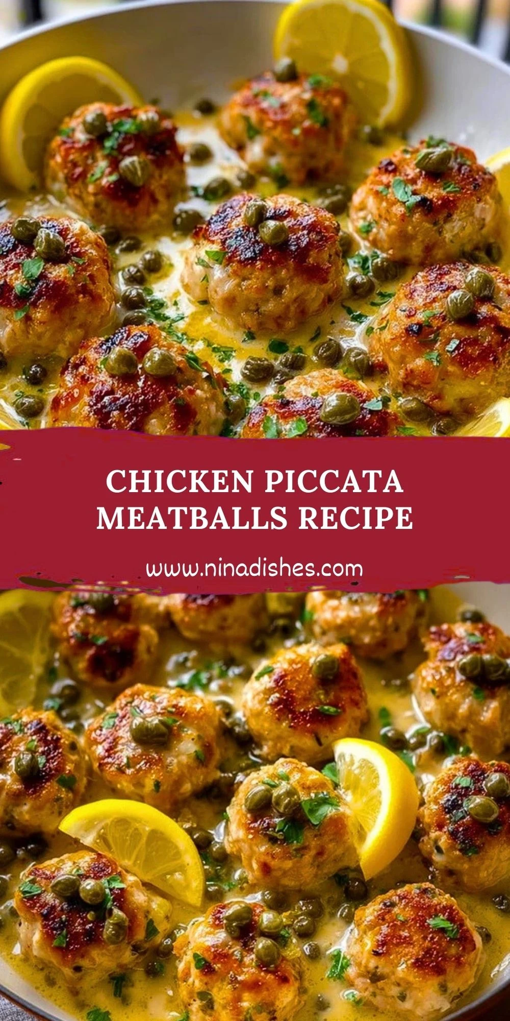 Chicken Piccata Meatballs Recipe Pin 1