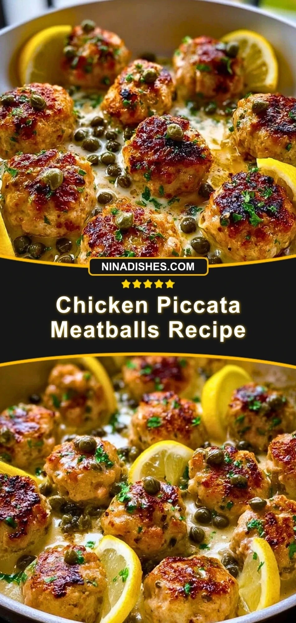 Chicken Piccata Meatballs Recipe Pin 2