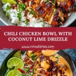 Chili Chicken Bowl with Coconut Lime Drizzle Pin