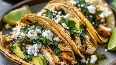 Chimichurri Chicken Tacos with Feta and Avocado