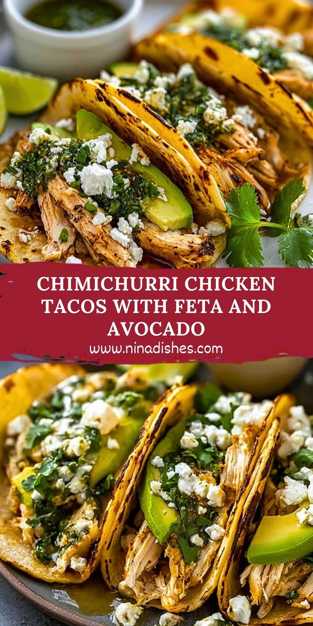 Chimichurri Chicken Tacos with Feta and Avocado Pin 1