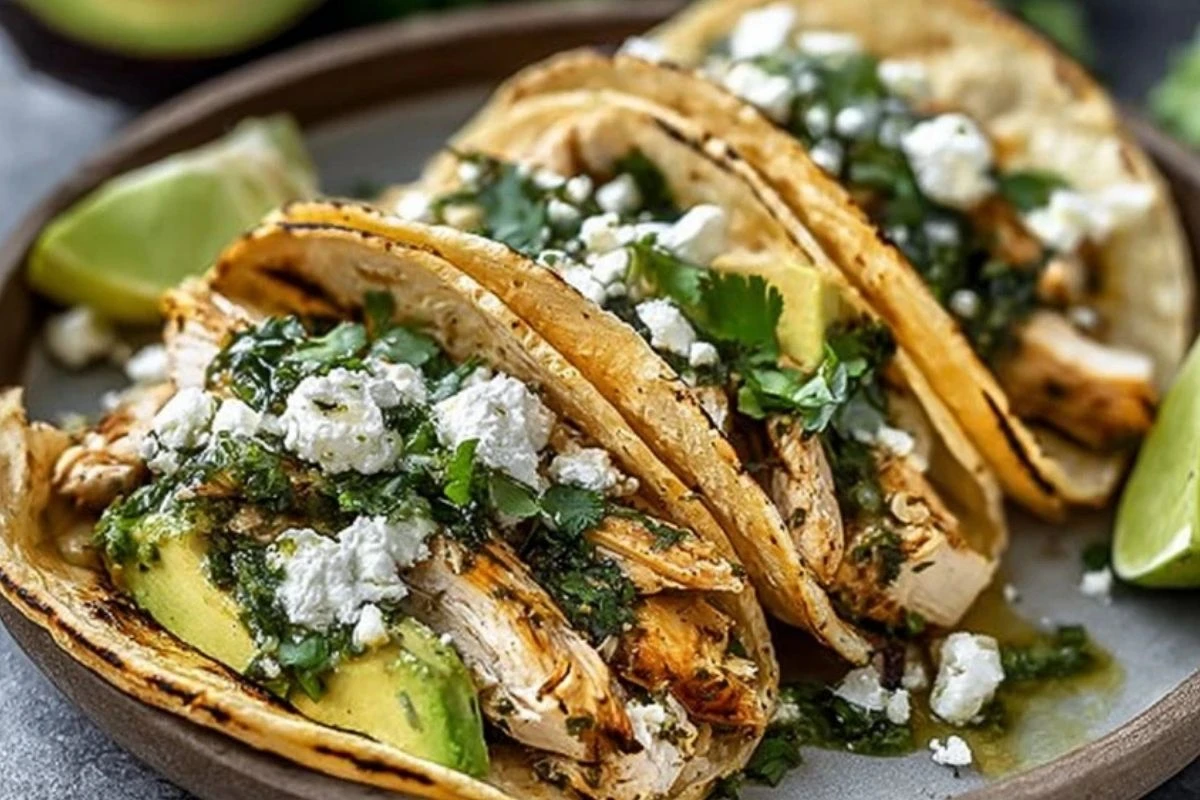 Chimichurri Chicken Tacos with Feta and Avocado