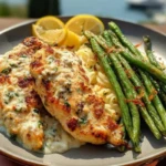 Coconut-Lemon Chicken Alfredo with Chili Feta Cream & Crispy Parmesan Green Beans 1