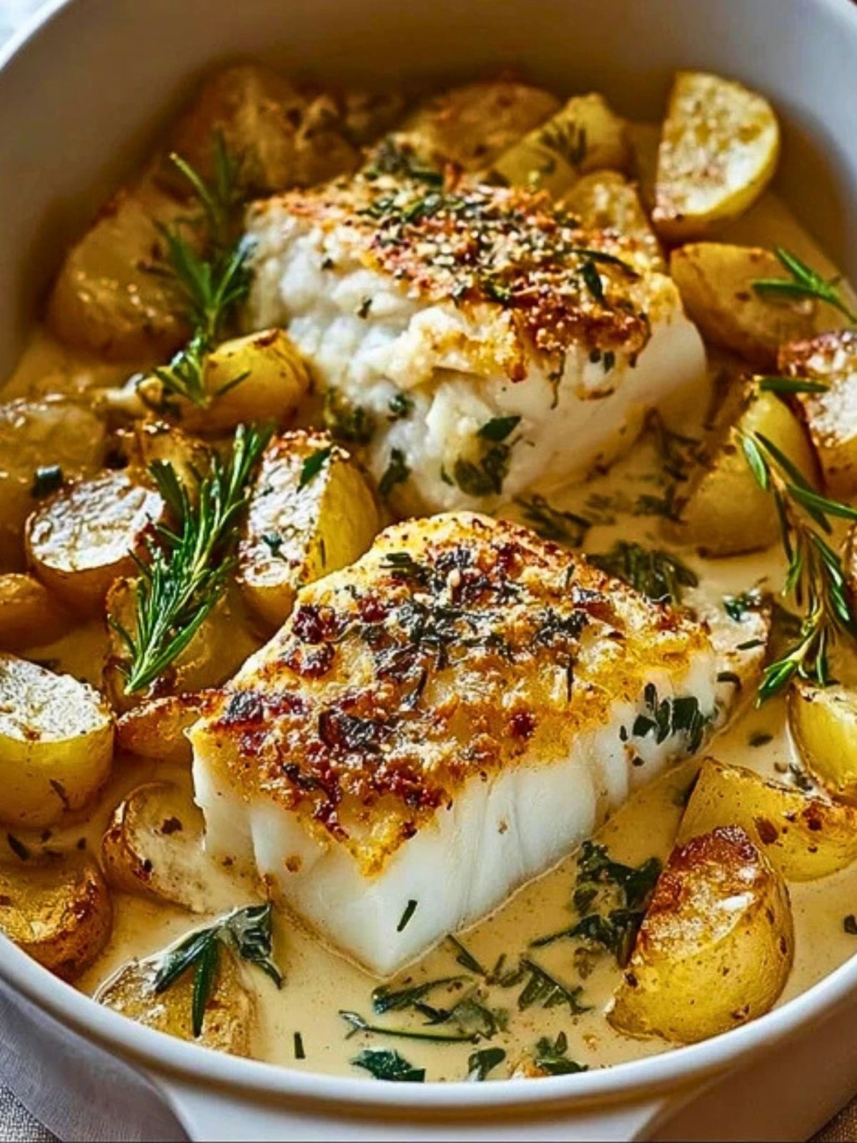 Cod and Potatoes with Rosemary Cream Sauce 2