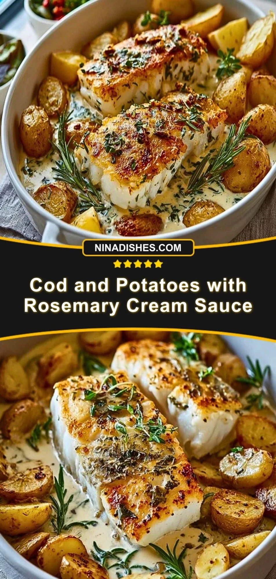 Cod and Potatoes with Rosemary Cream Sauce Pin 2