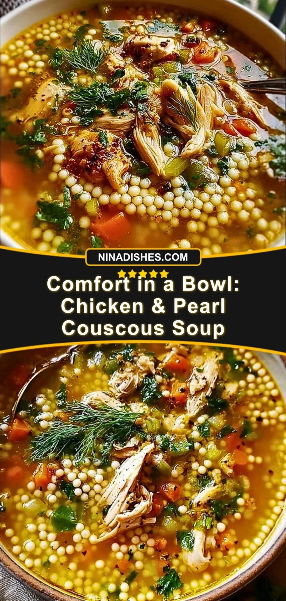 Comfort in a Bowl Chicken & Pearl Couscous Soup Pin 2