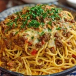Creamy Cajun Beef Spaghetti with Three-Cheese Parmesan Sauce 1