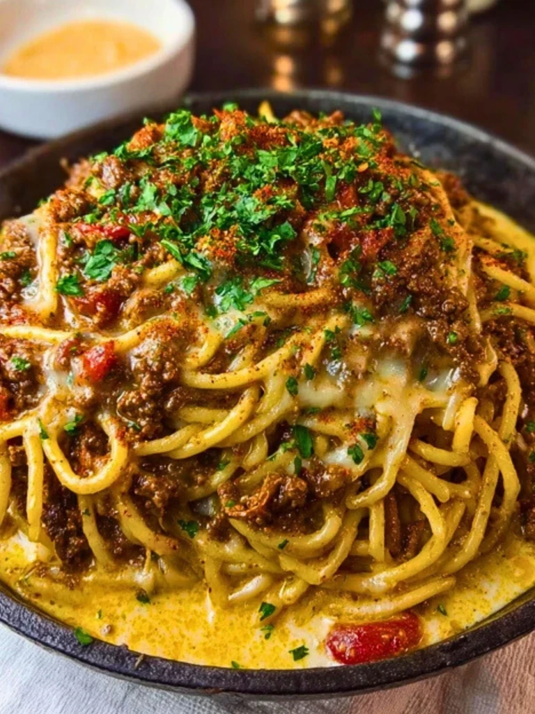 Creamy Cajun Beef Spaghetti with Three-Cheese Parmesan Sauce 2