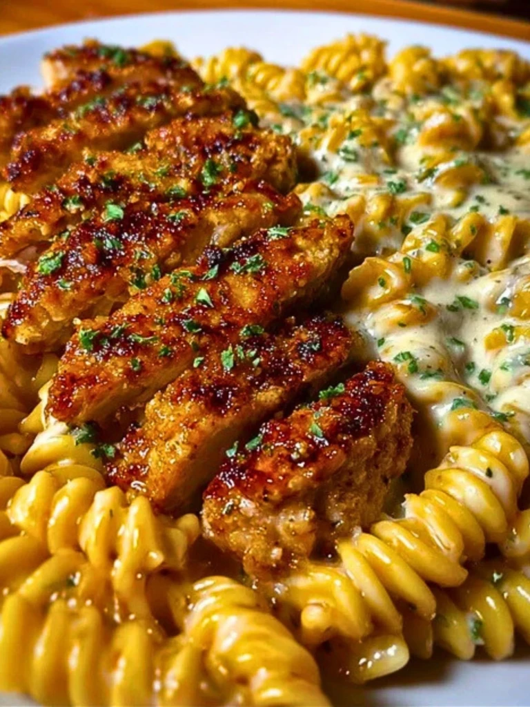 Creamy Cajun Chicken Rotini with Mozzarella Alfredo Sauce 2