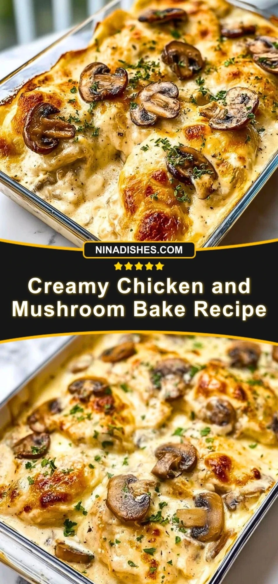 Creamy Chicken and Mushroom Bake Recipe Pin 2