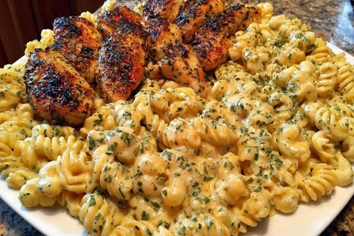 Creamy Garlic Butter Chicken and Rotini in Parmesan Sauce 1