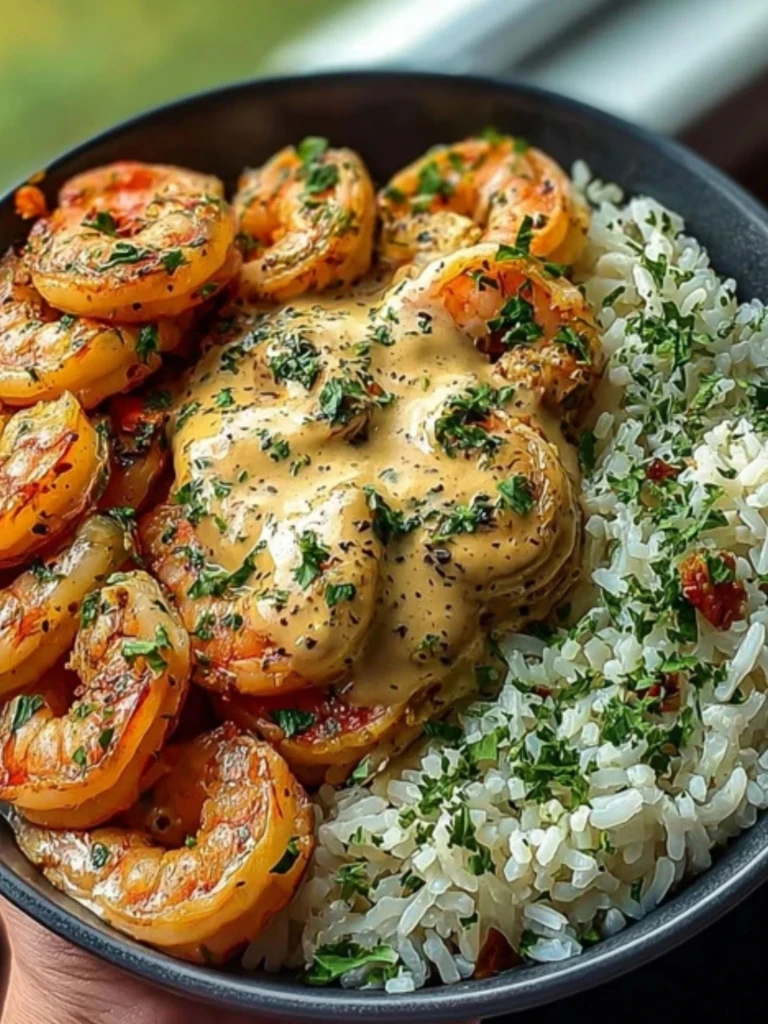 Creamy Garlic Butter Shrimp Bowl with Herb Rice 2