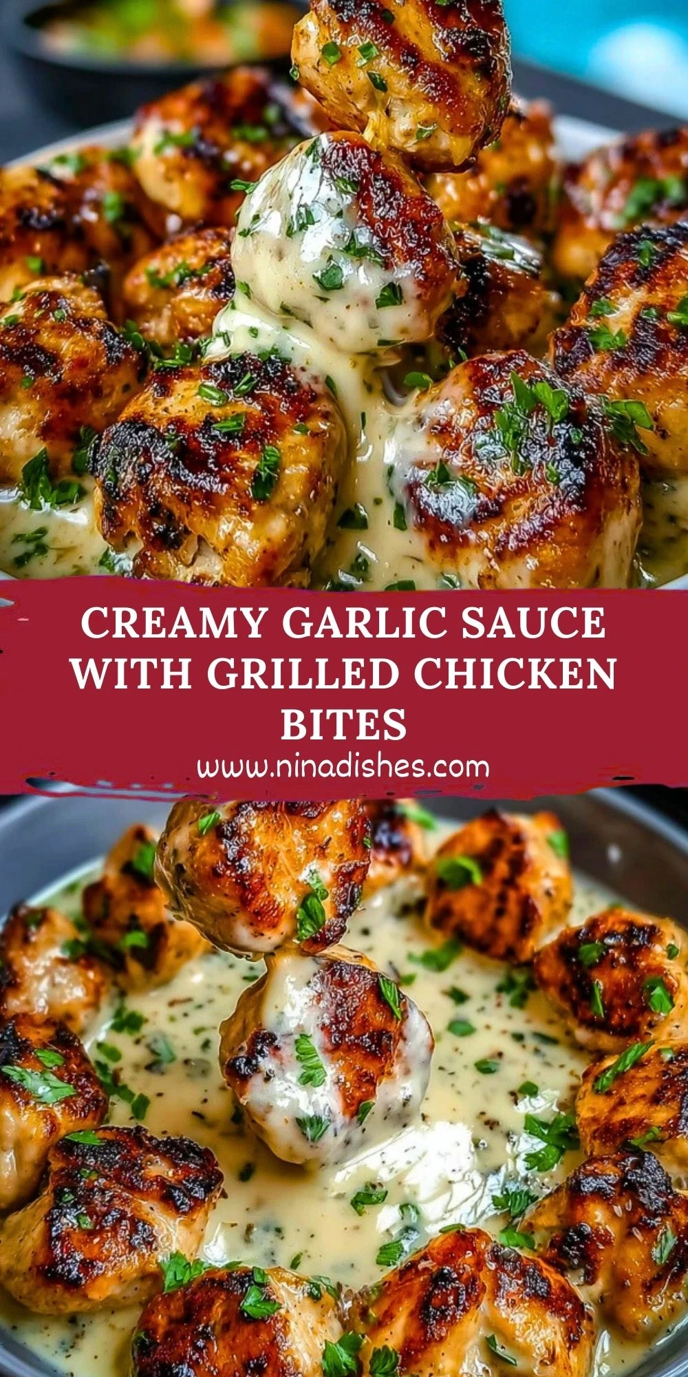 Creamy Garlic Sauce with Grilled Chicken Bites 1