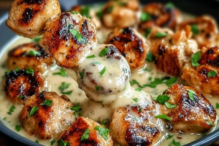 Creamy Garlic Sauce with Grilled Chicken Bites