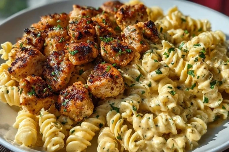 Creamy Jalapeño Garlic Chicken Bites with Twisted Cheddar Cajun Pasta 1