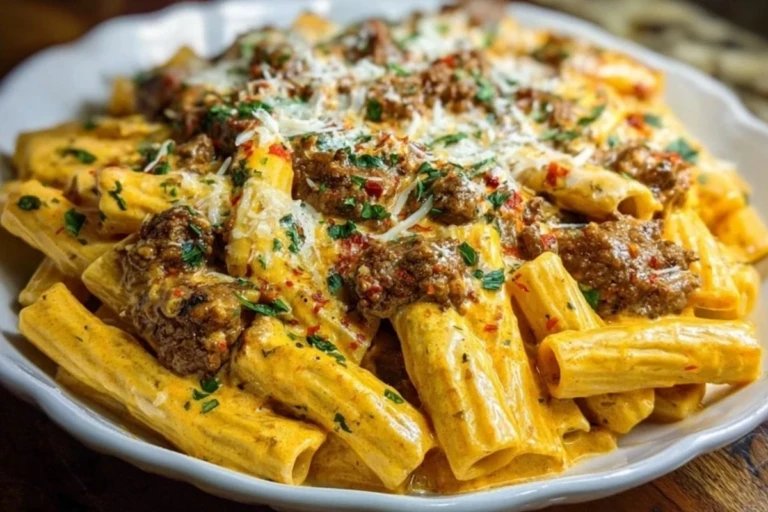 Creamy Velveeta Penne Pasta with Cajun Beef Alfredo Sauce 1