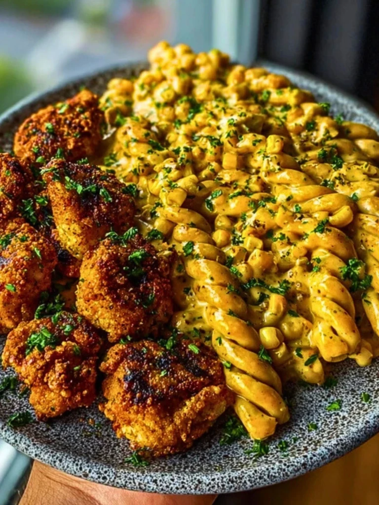 Crispy Chicken Bites & Blackened Cajun Alfredo with Roasted Corn Twists 2