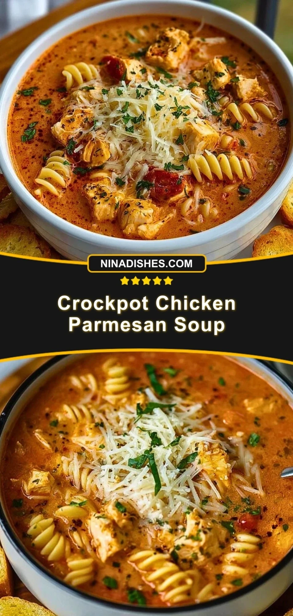 Crockpot Chicken Parmesan Soup Pin 2