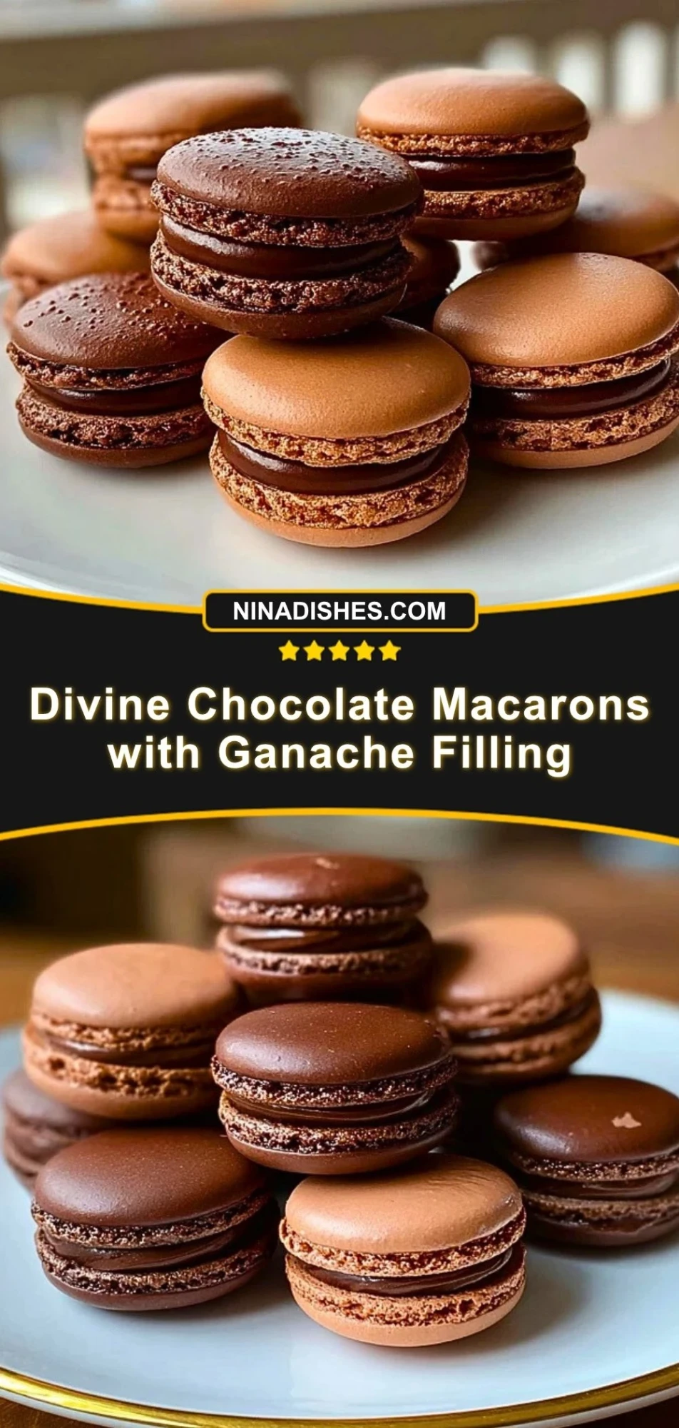 Divine Chocolate Macarons with Ganache Filling Pin 2