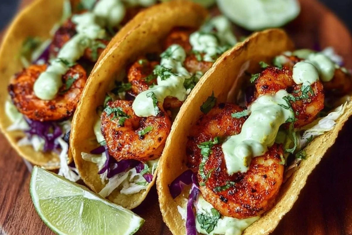 Easy Shrimp Tacos with Homemade Avocado Crema 1