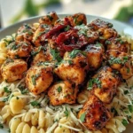 Easy Tuscan Garlic Chicken Bites & Sun-Dried Tomato Cajun Alfredo Pasta Recipe 1
