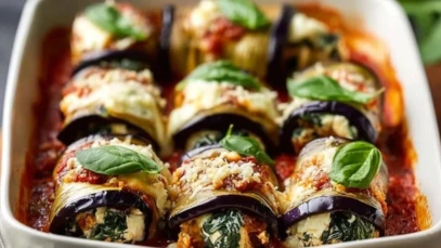 Eggplant Roll-Ups with Creamy Ricotta and Spinach