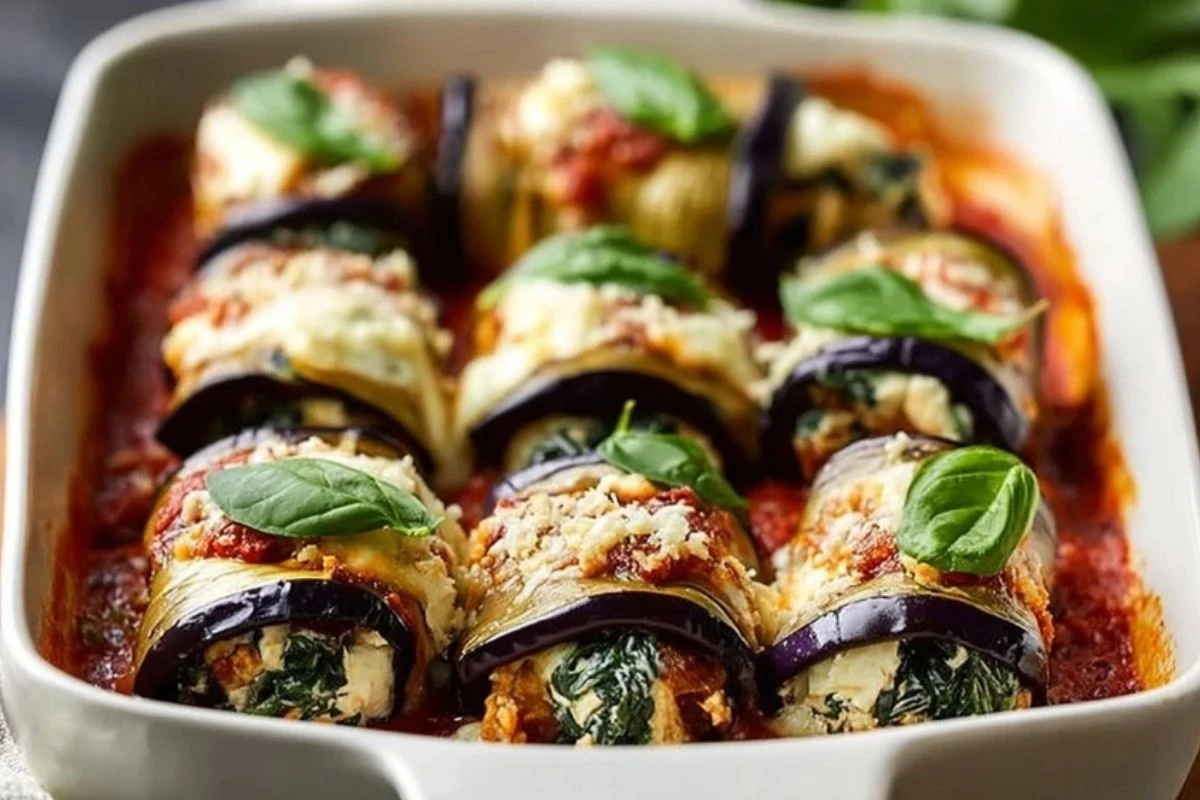 Eggplant Roll-Ups with Creamy Ricotta and Spinach