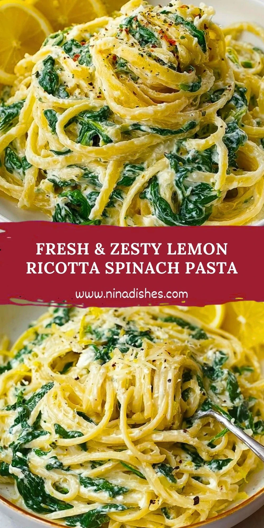 Fresh & Zesty Lemon Ricotta Spinach Pasta Pin 1