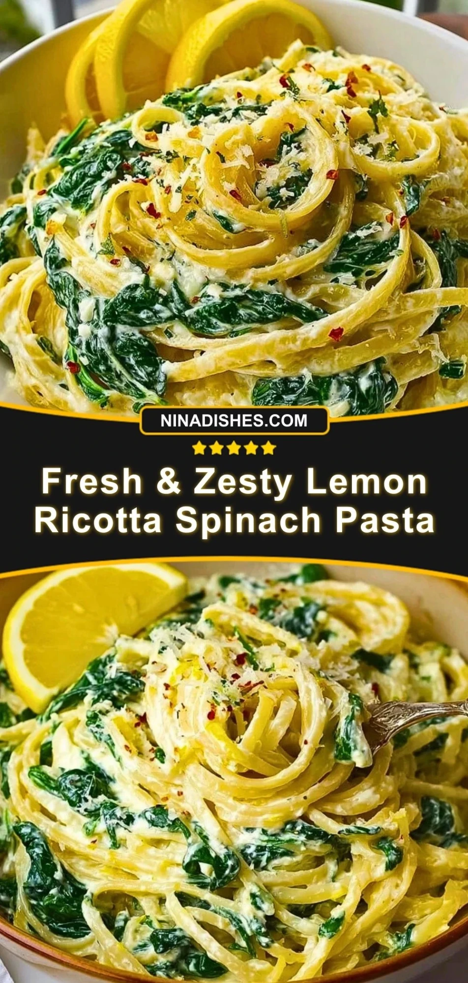 Fresh & Zesty Lemon Ricotta Spinach Pasta Pin 2