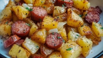 Fried Potatoes with Onions and Smoked Polish Sausage 1