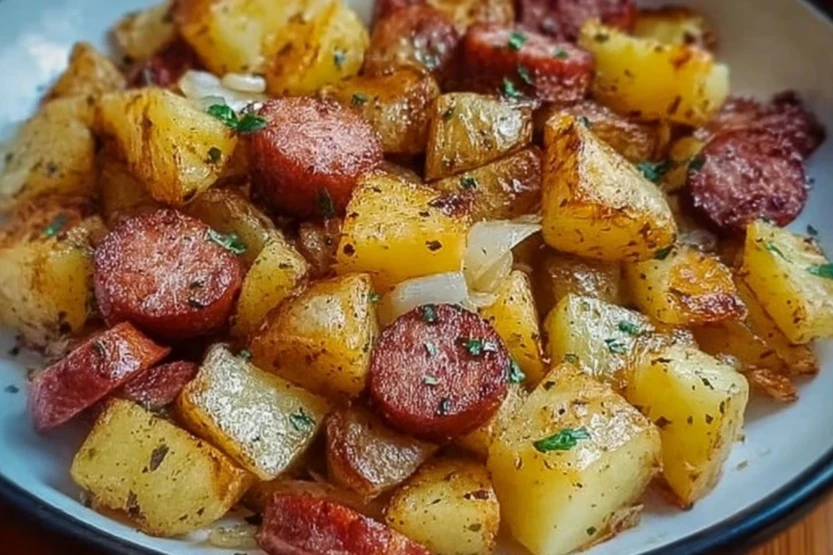 Fried Potatoes with Onions and Smoked Polish Sausage 1