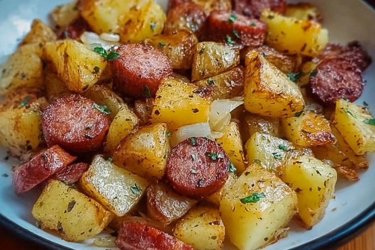 Fried Potatoes with Onions and Smoked Polish Sausage 1