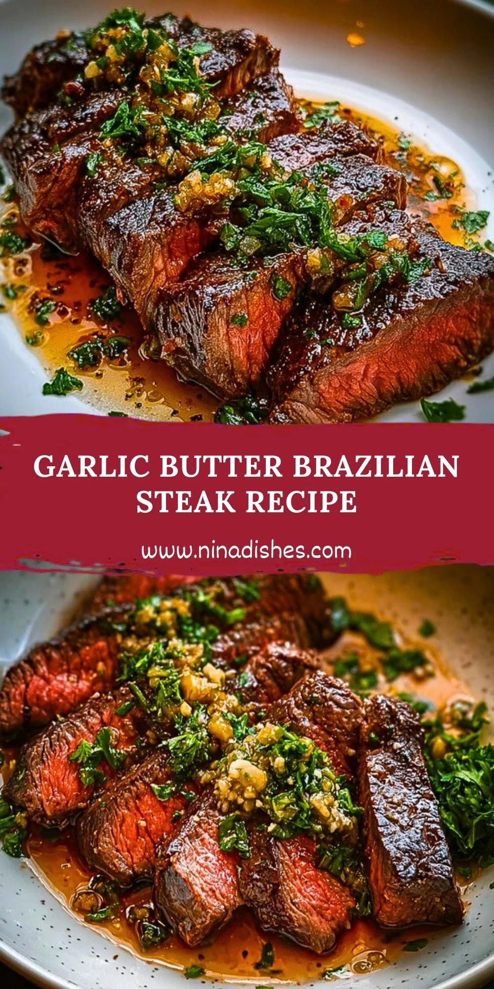Garlic Butter Brazilian Steak Recipe Pin 1