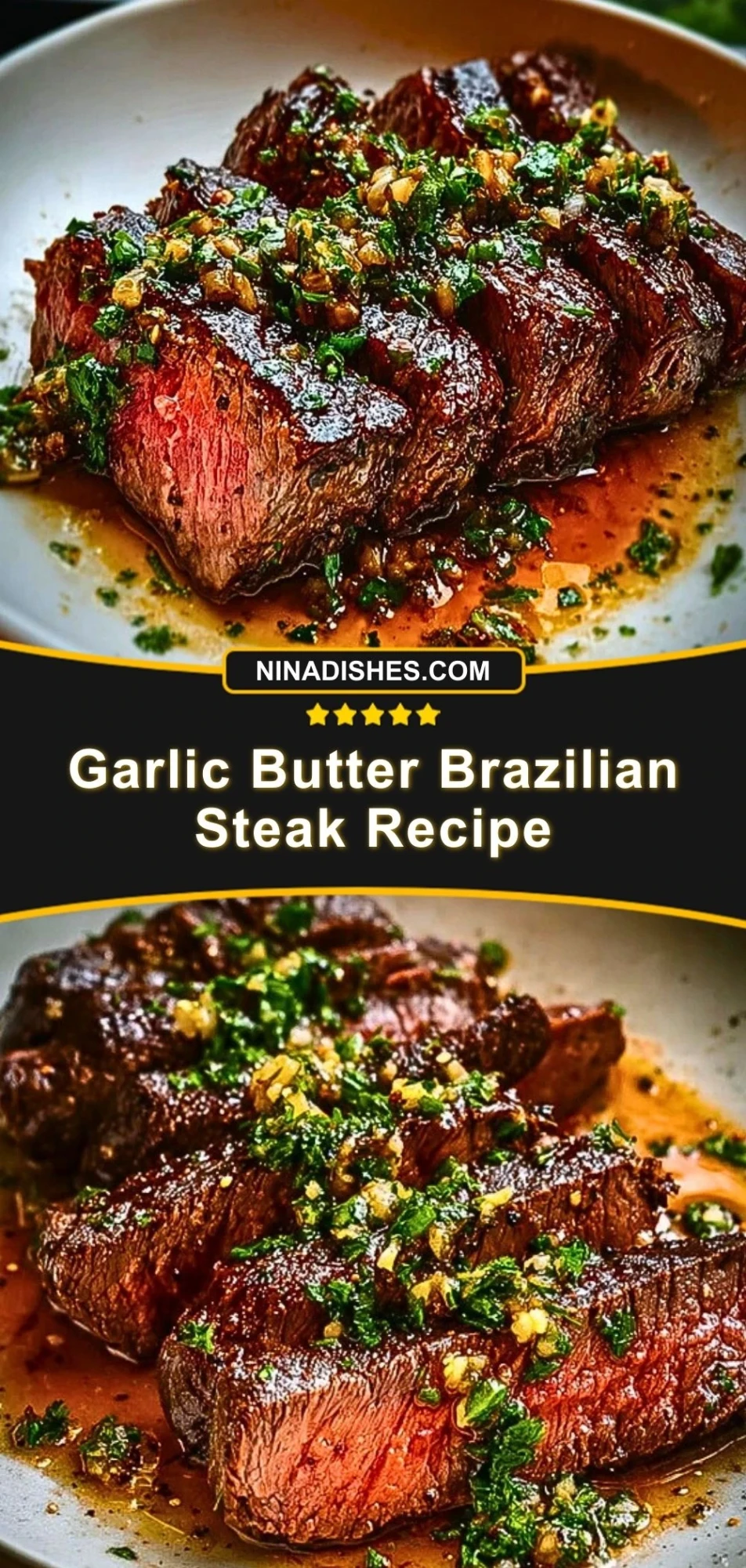 Garlic Butter Brazilian Steak Recipe Pin 2