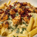 Garlic Butter Chicken Penne with Creamy Three-Cheese Sauce 1