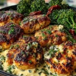 Garlic-Parmesan Chicken Bites with Sun-Dried Tomato Cajun Alfredo & Charred Broccolini 1