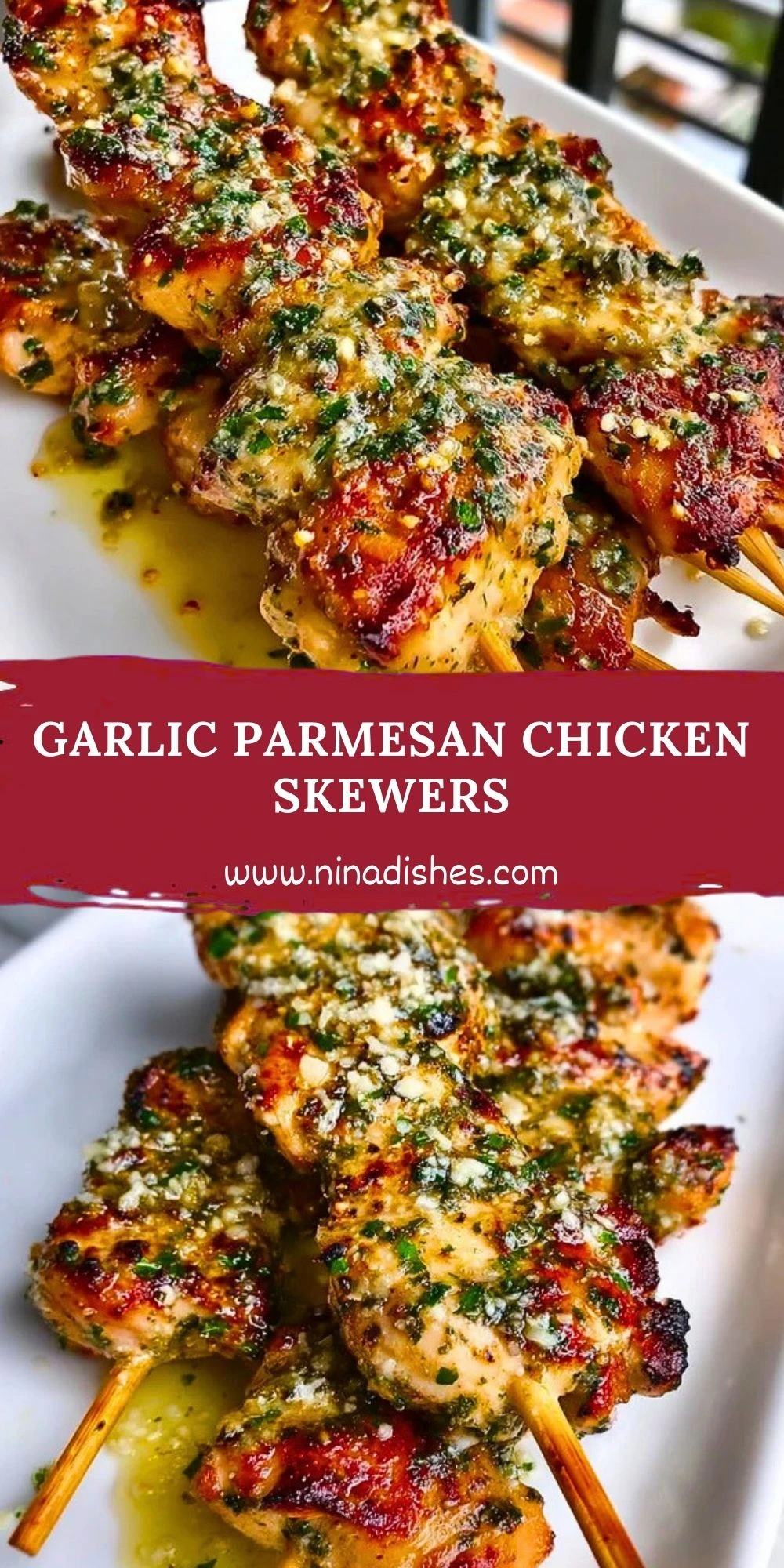 Garlic Parmesan Chicken Skewers Pin 1