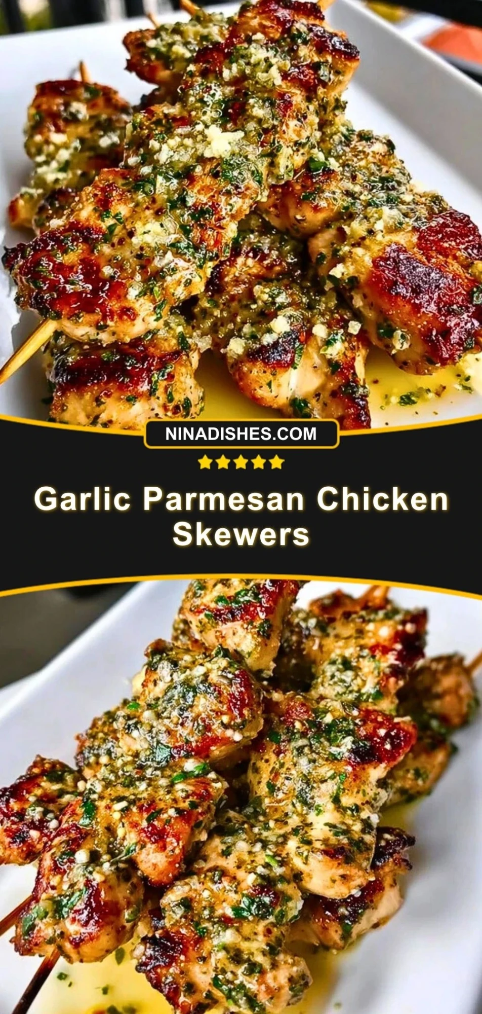 Garlic Parmesan Chicken Skewers Pin 2