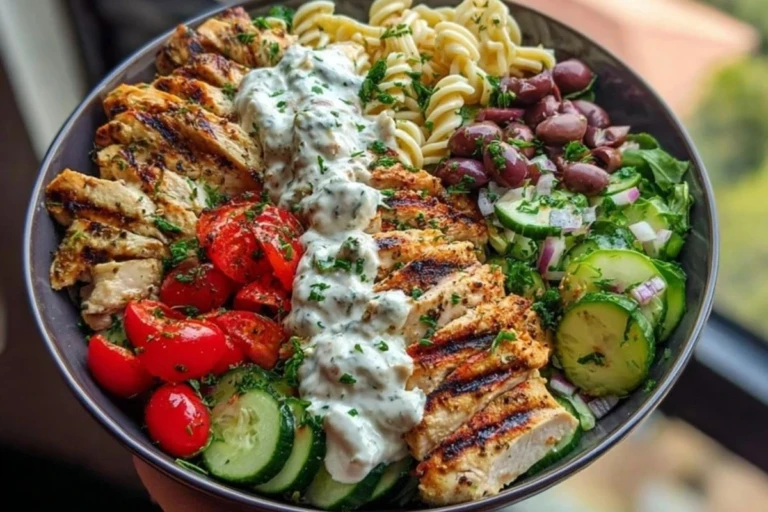 Grilled Chicken Greek Salad with Tzatziki