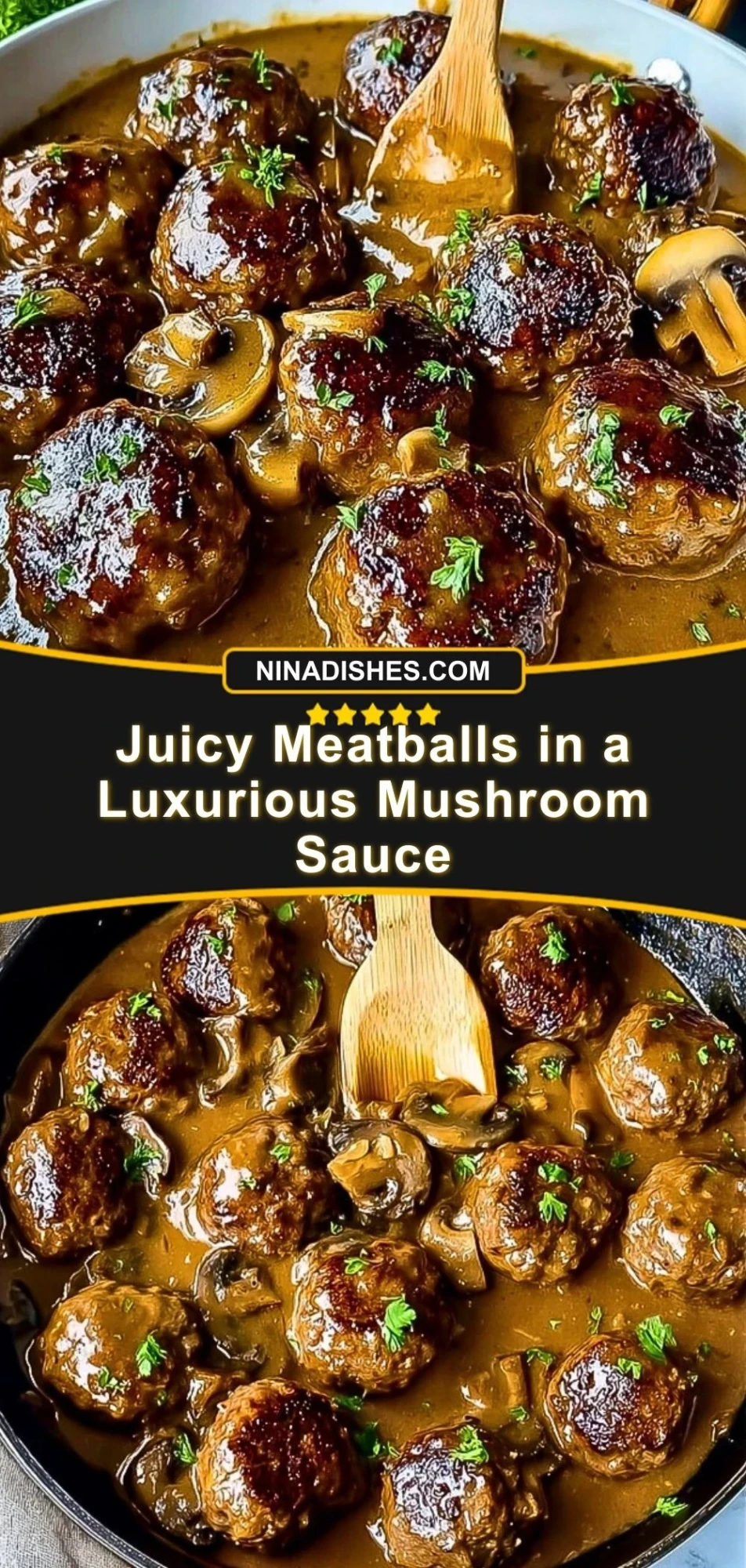 Juicy Meatballs in a Luxurious Mushroom Sauce Pin 2