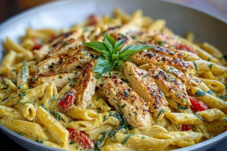 One Pot Creamy Garlic Parmesan Chicken Penne 1