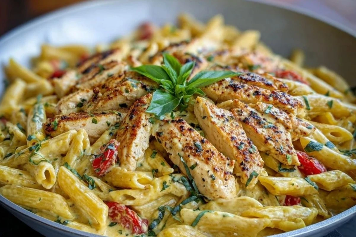 One Pot Creamy Garlic Parmesan Chicken Penne 1