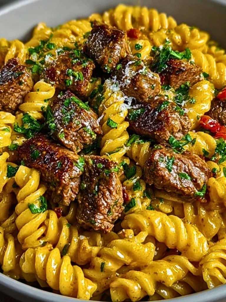 One-Pot Creamy Spicy Garlic Butter Steak & Pasta 2