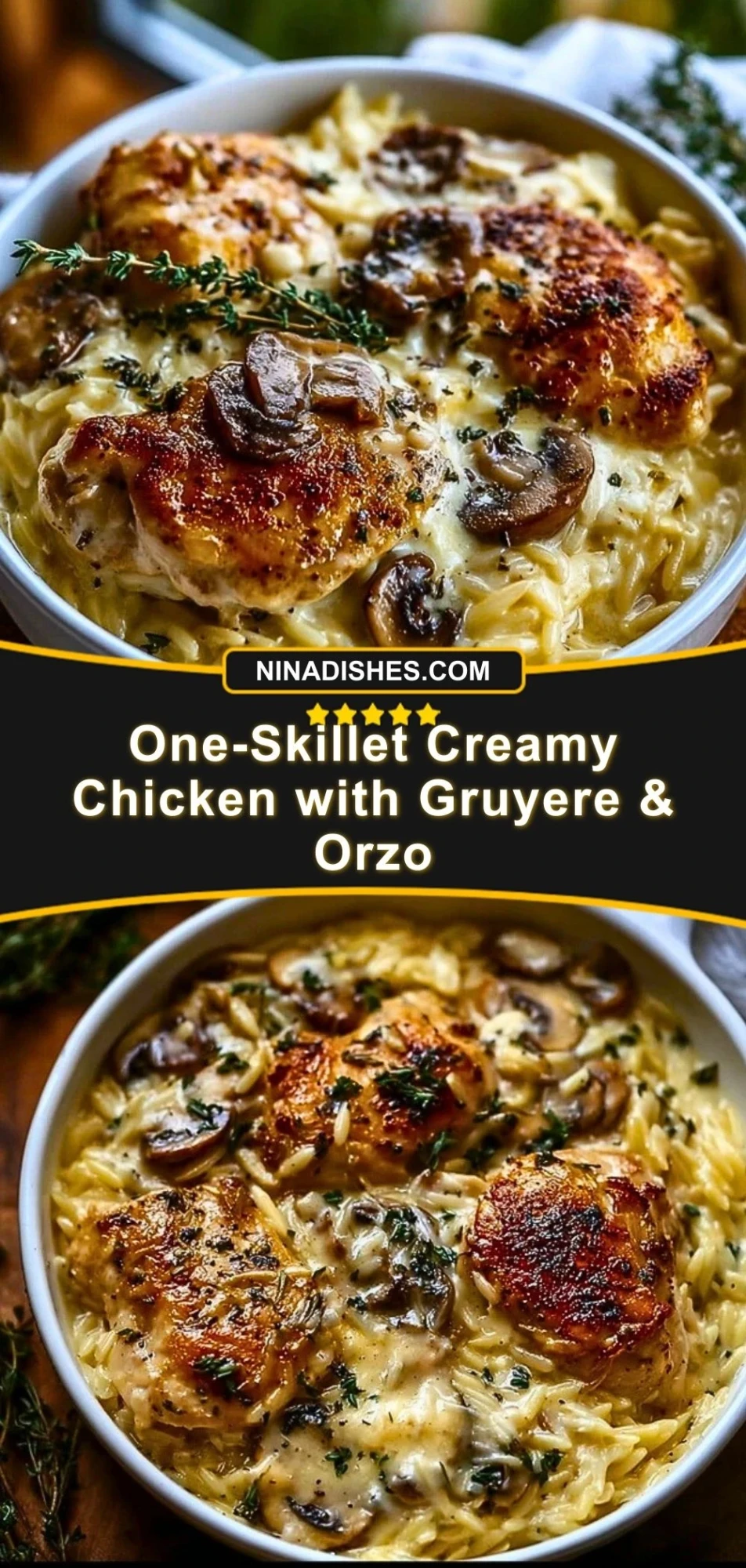 One-Skillet Creamy Chicken with Gruyere & Orzo Pin 2